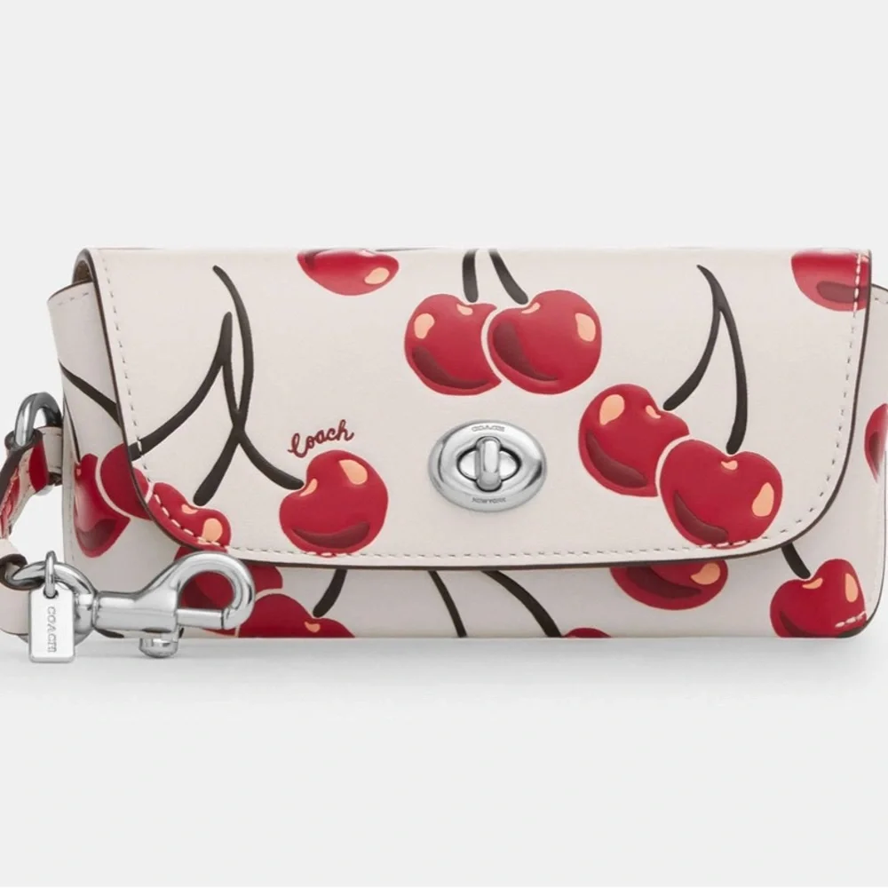 NWT Coach Sunglass Case With Cherry Print 🍒CZ432 Chalk Multi Limited!